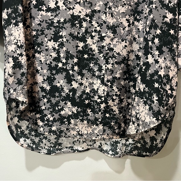 Catherine Gee Dress Long Sleeve Shirt Dress Large Geometric Stars Buttons Silk - Picture 3 of 9